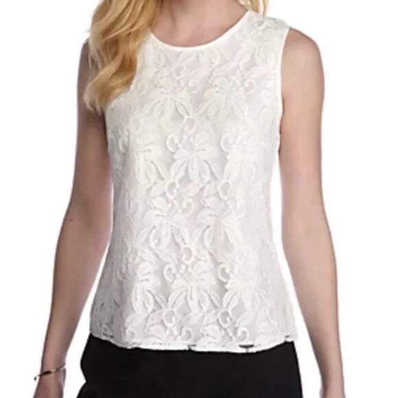 Kasper Lace Sleeveless Top in Cream Size M (034) - Picture 1 of 10